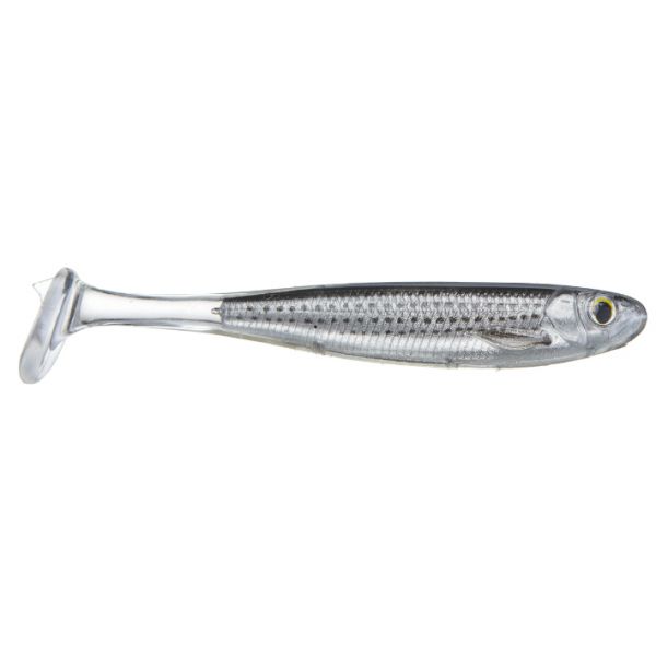 LIVETARGET Slow Roll Mullet Swimbait - 4in - Silver/Black