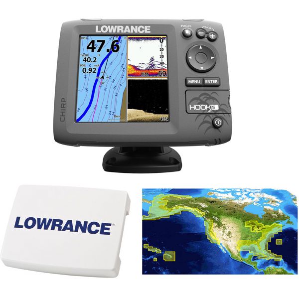 Lowrance HOOK-5 Combo w/ HDI Transducer, Cover, and Nautic Insight