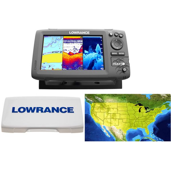 Lowrance HOOK-7 Combo w/ HDI Transducer, Cover, and Lake Insight