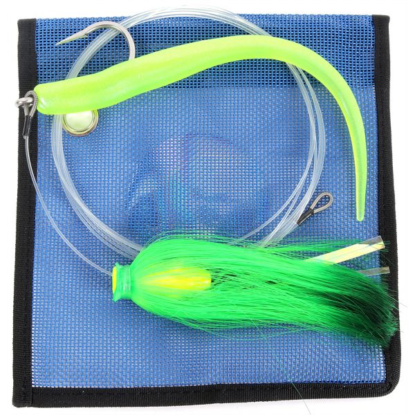 MagicTail Hoo Magic Plastic Rigged Trolling Head 3.5oz Chart Green Tip