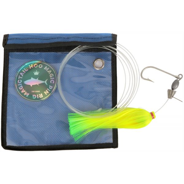 MagicTail Hoo Magic Pin Rigged Trolling Head - 1oz - Chart Green Tip