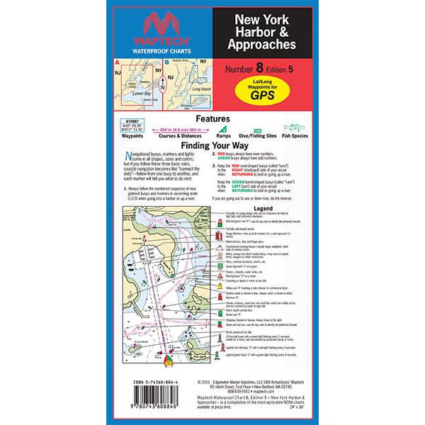 Maptech WPC008 Waterproof Chart - New York Harbor and Approaches