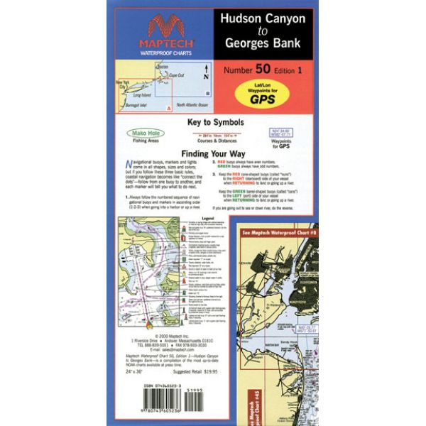 Maptech WPC050 Waterproof Chart - Hudson Canyon to Georges Bank