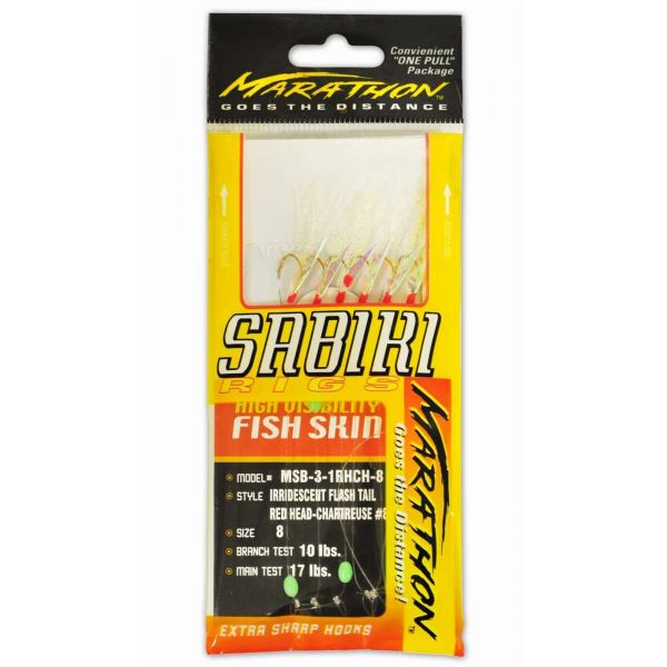 Marathon MSB-3-1RHCH Flash Tail Sabiki Rig - 1 Pack - Size 8