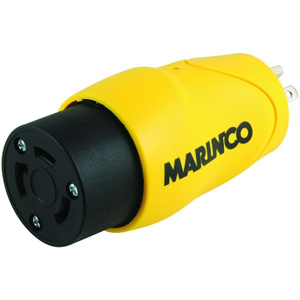 Marinco S15-30 One Piece Adapter 30A 125V Female to 15A 125V Male