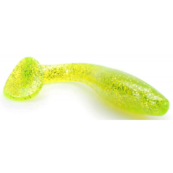 MegaStrike 4'' Fat Shad Swim Baits Chartreuse w/Gold Glitter