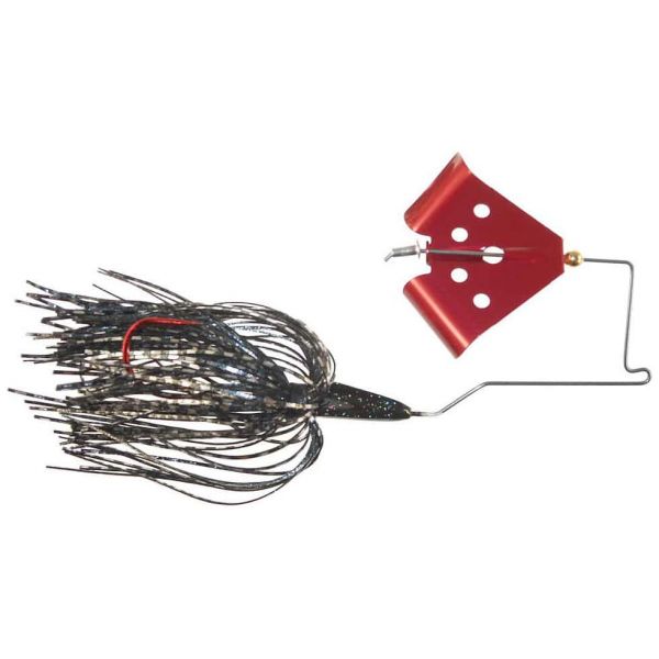 MegaStrike Cavitron BuzzBait 1/4oz Red Blade Black & Silver Scale