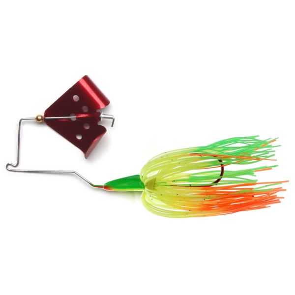 MegaStrike Cavitron BuzzBait 1/4oz Red Blade Fire Tiger Skirt