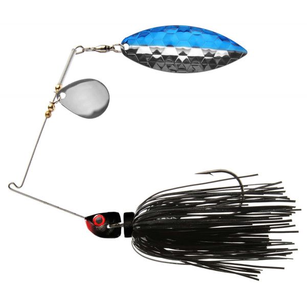 MegaStrike StrikeBack SpinnerBaits 1/2oz Black Skirt, Blue/Nickel