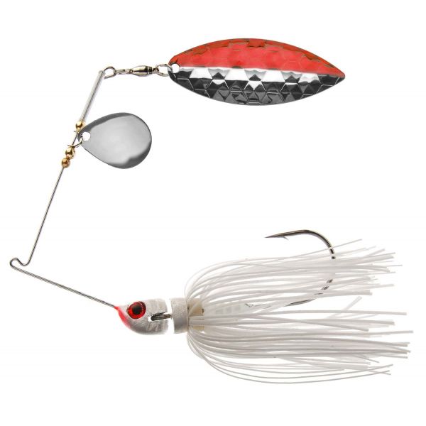 MegaStrike StrikeBack SpinnerBaits 1/2oz White Skirt, Red/Nickel