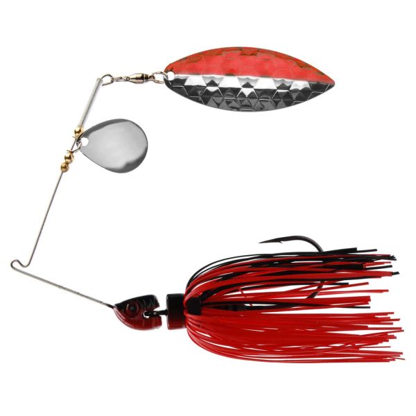 MegaStrike StrikeBack SpinnerBait 1/2oz Red/Black Skirt, Red/Nickel