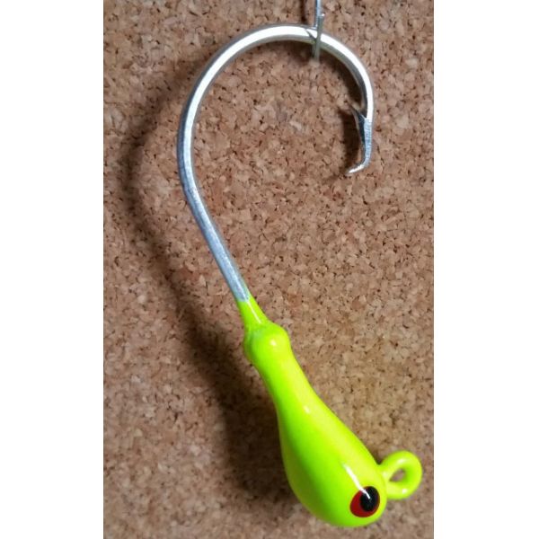 Mission Fishin Ball Collar Circle Hook 1/2oz 4/0 Chartreuse Jig Heads