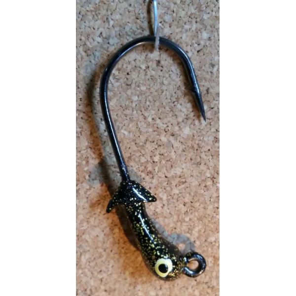 Mission Fishin Double Barbed 1/16oz 2/0 Black/Gold Jig Heads