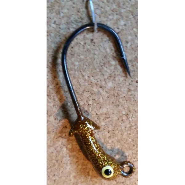 Mission Fishin Double Barbed 1/16oz 2/0 Brown/Gold Jig Heads