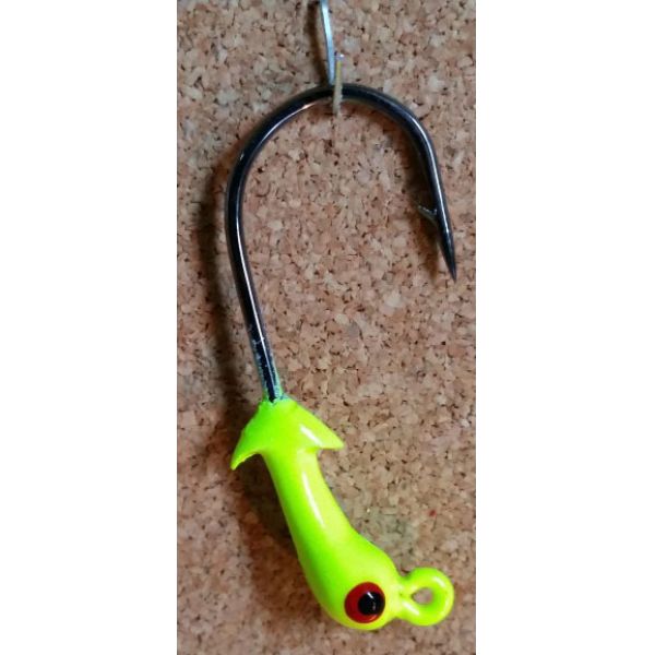 Mission Fishin Double Barbed 1/16oz 2/0 Chartreuse Jig Heads