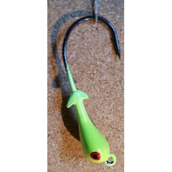 Mission Fishin Double Barbed 1/2oz 4/0 Chartreuse Jig Heads