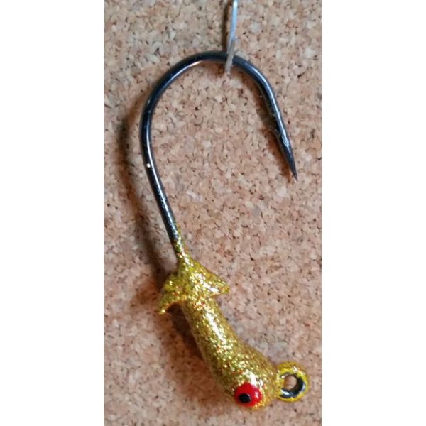 Mission Fishin Double Barbed 1/8oz 3/0 Gold Jig Heads