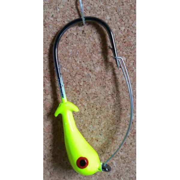 Mission Fishin Weedless Double Barbed 1/4oz 3/0 Chartreuse Jig Heads