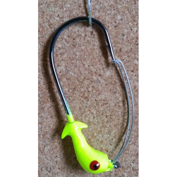 Mission Fishin Weedless Double Barbed 1/8oz 2/0 Chartreuse Jig Heads