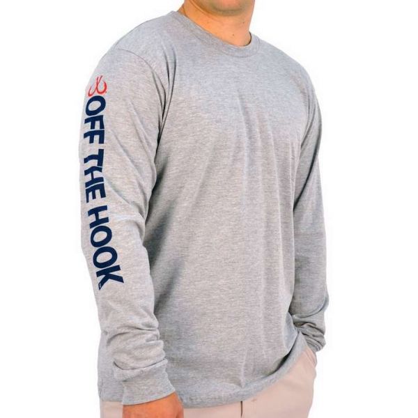 Montauk Tackle Company L/S Cotton T-Shirt - Heather Grey - Large