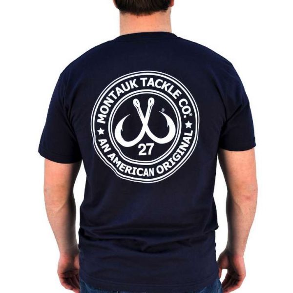 Montauk Tackle Circle Logo S/S T-Shirt Navy/White Logo - Large