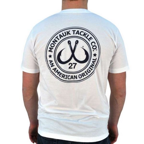 Montauk Tackle Circle Logo S/S T-Shirt White/Navy Logo - Medium