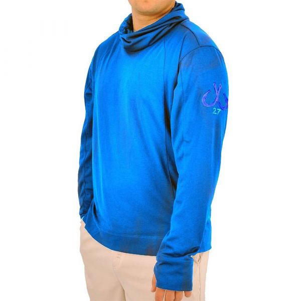 Montauk Tackle Funnel Neck L/S Shirt - Sky Blue - Medium