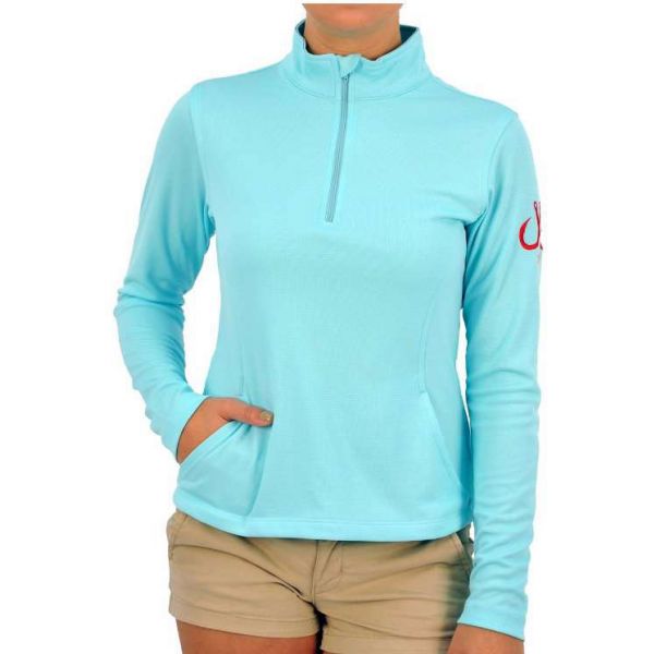 Montauk Women's Performance 1/4 Zip Shirt Aqua - Size Small