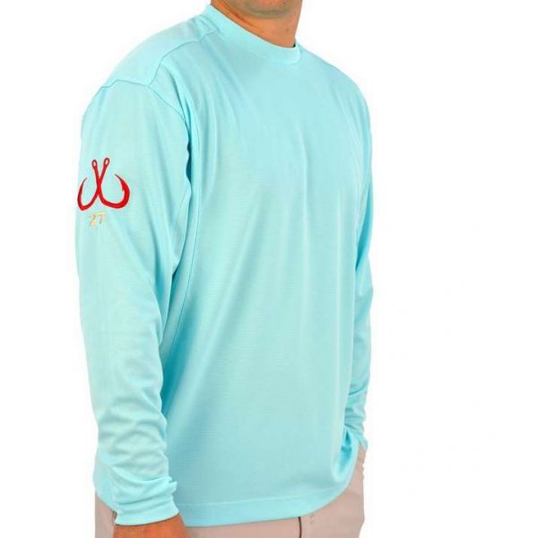 Montauk Tackle Crew Neck MTCdryprotect Shirt Aqua - Large