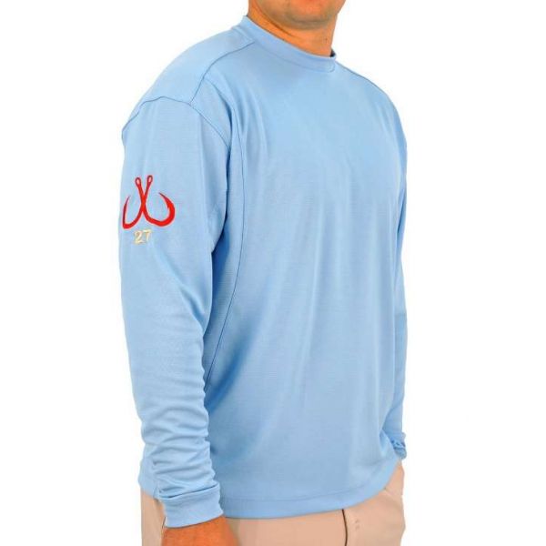 Montauk Tackle Crew Neck MTCdryprotect Shirt Sky Blue - Medium