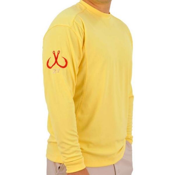 Montauk Tackle Crew Neck MTCdryprotect Shirt Sunset Yellow - Medium