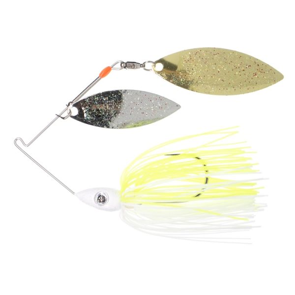 Nichols Pulsator Metal Flake DW Spinnerbait 1/2oz - Chart Wht Nckl Gld