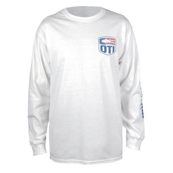 Ocean Tackle International America Flag Logo Long Sleeve T-Shirt - White - 2XL