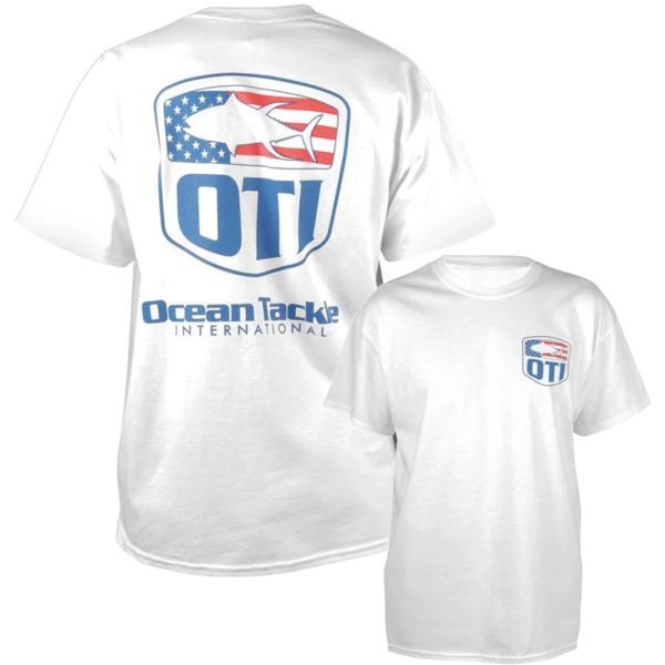 Ocean Tackle International America Flag Logo T-Shirt - White - 2XL