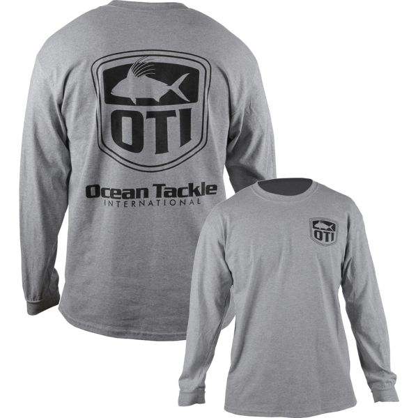 Ocean Tackle International Rooster Logo Long Sleeve Shirt - Grey - 2XL