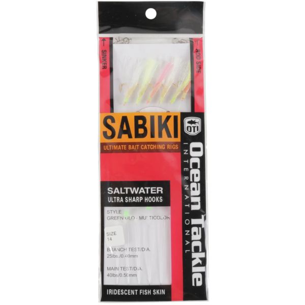 Ocean Tackle OTI-5201-G14 Sabiki Rigs - Green Glo Multicolor - 14