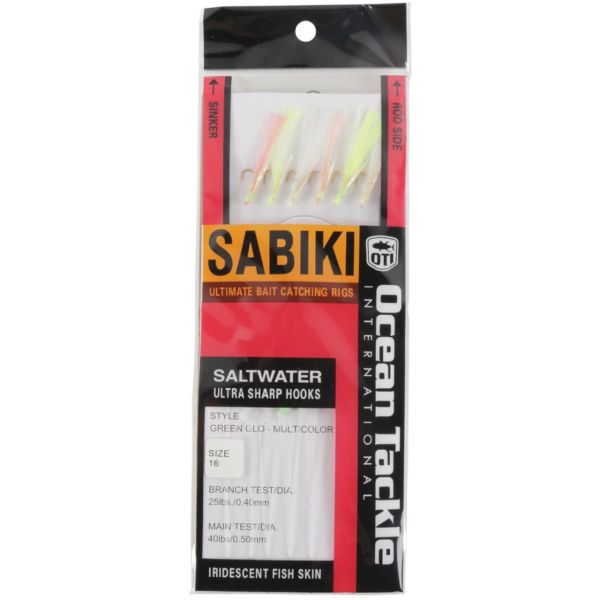 Ocean Tackle OTI-5201-G16 Sabiki Rigs - Green Glo Multicolor - 16