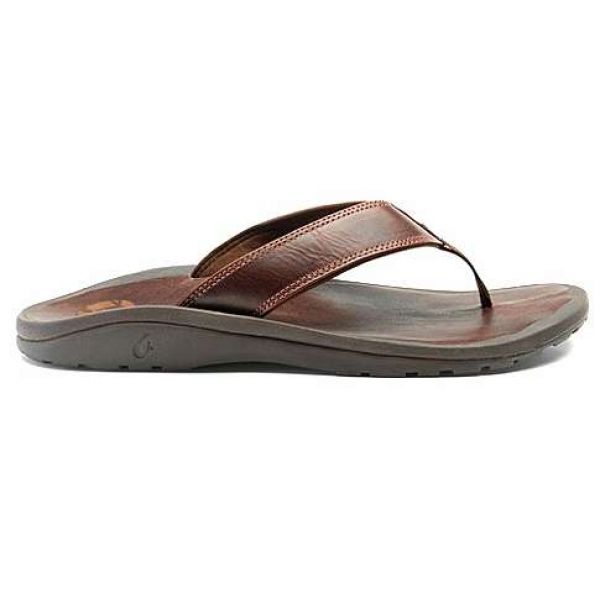 OluKai Ohana Leather Men's Sandal - Dark Java/Dark Java - Size 14