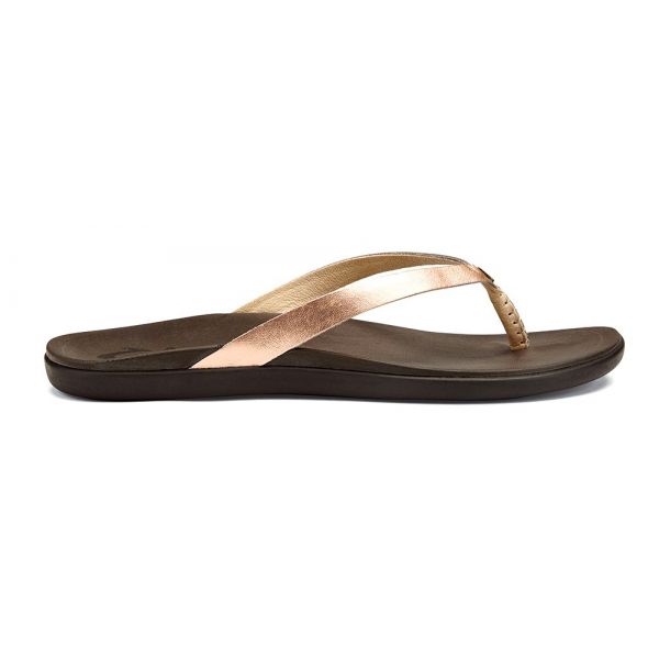 OluKai Ho'Opio Leather Women's Sandal - Copper/Dark Java - 10