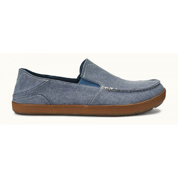 OluKai Puhalu Canvas Men's Shoe - Vintage Indigo/Tan - 10.5