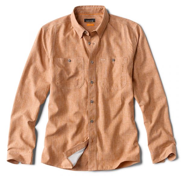 Orvis Chambray Long Sleeve Work Shirt - Dark Vicuna - 2X-Large