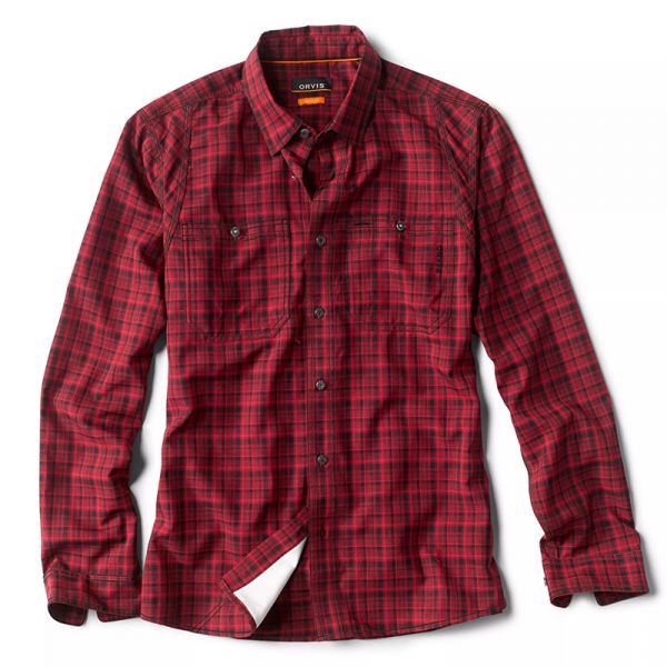 Orvis Chambray Plaid Work Shirt - Cardinal/Black - Large