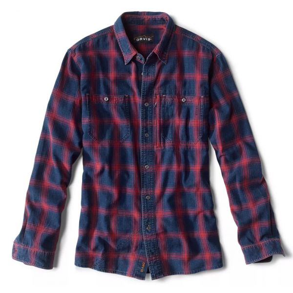 Orvis Indigo Tech Plaid Shirt - Red - 2X-Large