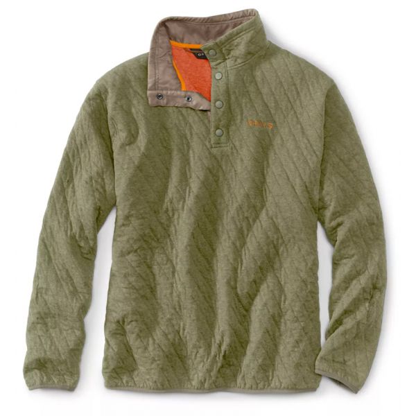 Orvis Outdoor Quilted Snap Sweatshirt - Dark Olive - 2X-Large