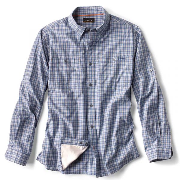 Orvis Plaid Escape Long Sleeve Shirt - River Blue - Medium