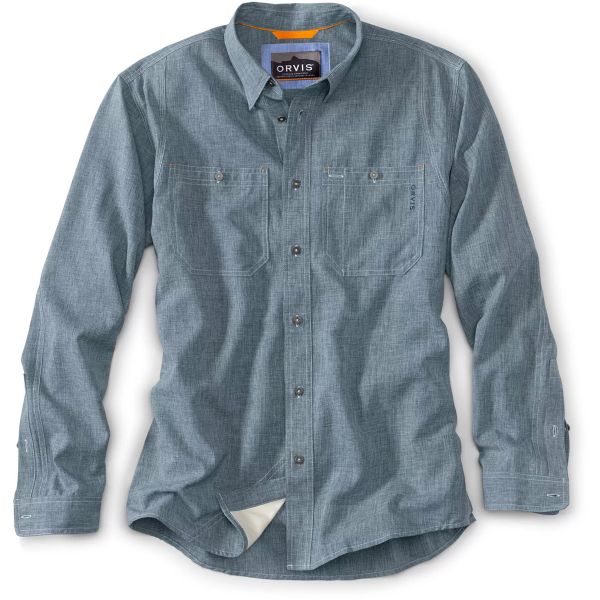 Orvis Tech Chambray Long Sleeve Work Shirt - Blue Chambray - 2X-Large