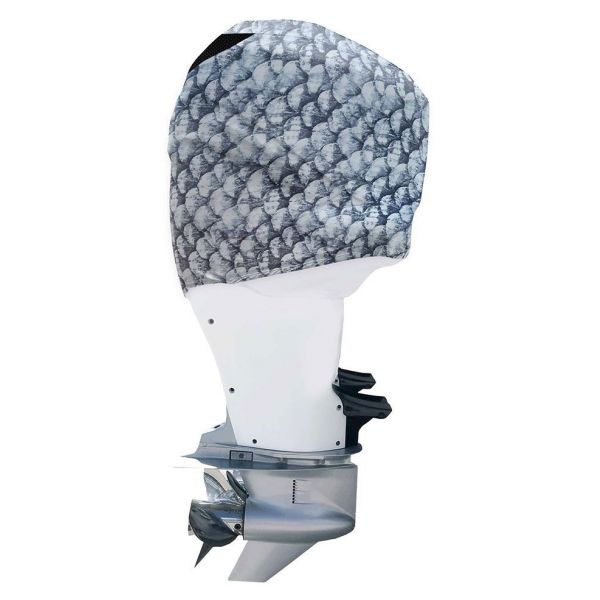 Outer Envy Outboard Motor Covers - Grey Fish Scales