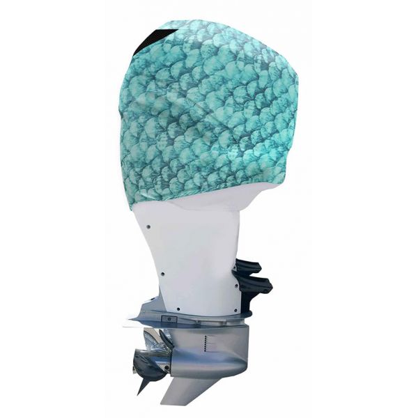 Outer Envy Outboard Motor Covers - Blue Fish Scales