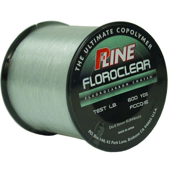 P-Line Floroclear Fluorocarbon Coated Mono Line - 12lb - 600yds