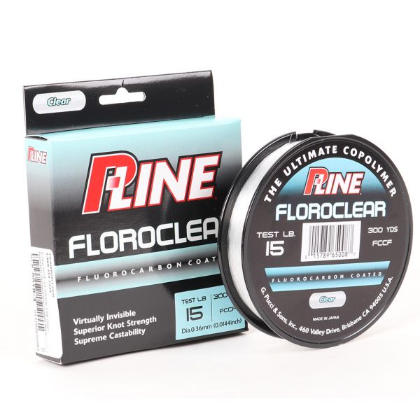 P-Line Floroclear Fluorocarbon Coated Mono Line - 15lb - 300yds